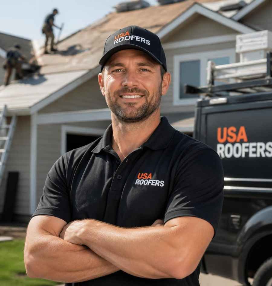 Founder of USA Roofers on a job site
