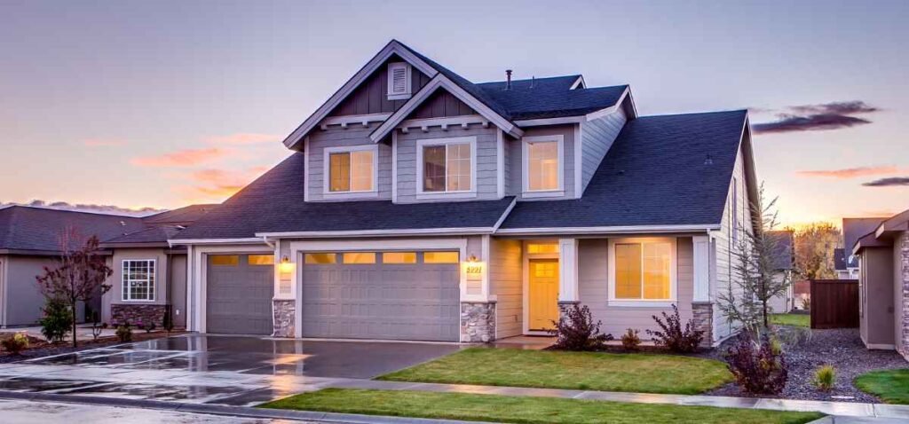 Suburban home with a newly completed architectural shingle roof