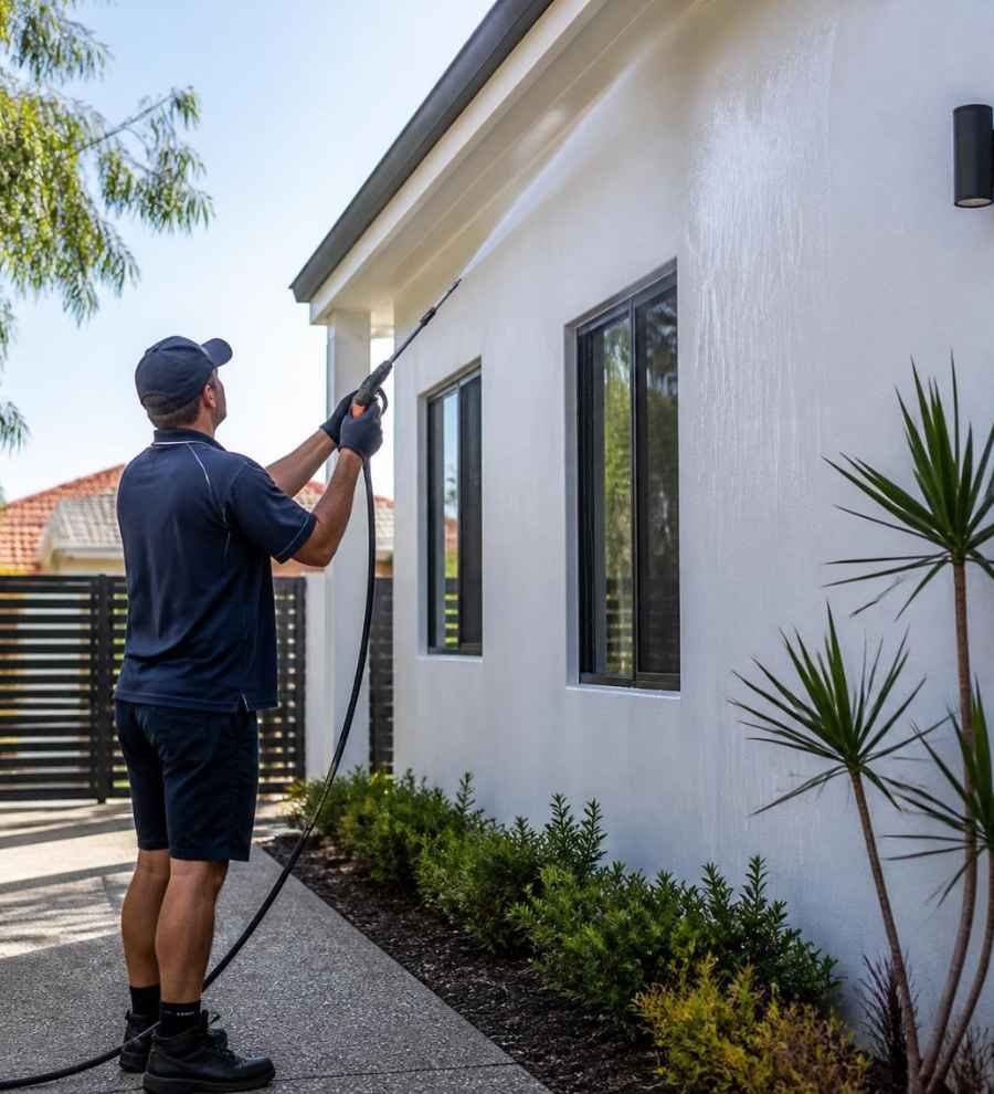 Peak Pressure Solutions soft washing a Perth home exterior
