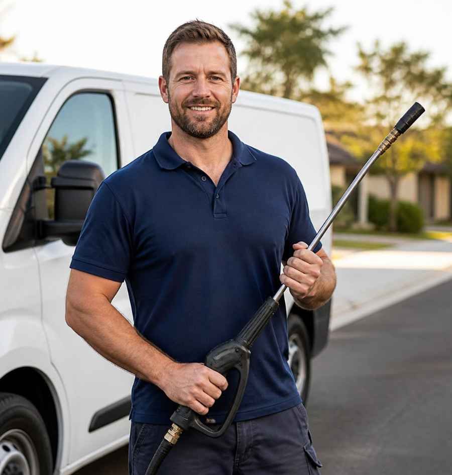 Johnny Bova, owner of Peak Pressure Solutions, on a job in Perth