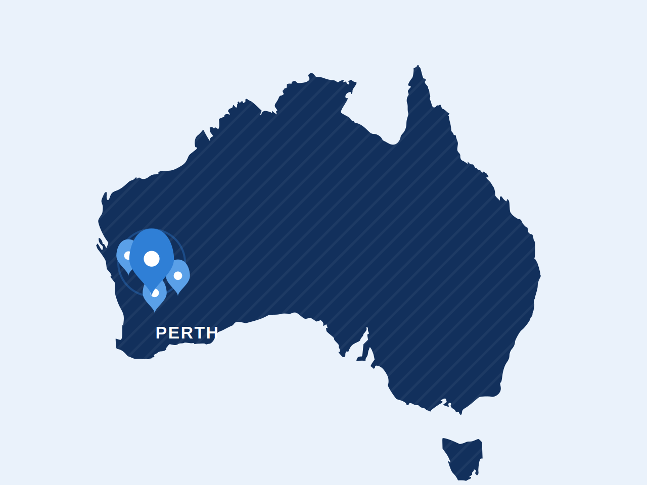 Map of Australia showing the Perth metropolitan service area